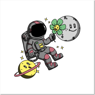 Astronaut | Happy Astronout fly on the space Posters and Art